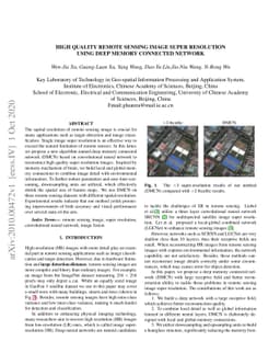High Quality Remote Sensing Image Super-Resolution Using Deep Memory
  Connected Network