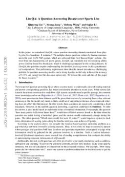 LiveQA: A Question Answering Dataset over Sports Live