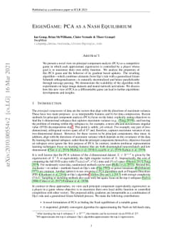 EigenGame: PCA as a Nash Equilibrium