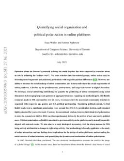 Quantifying social organization and political polarization in online
  platforms