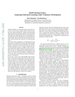 Model-sharing Games: Analyzing Federated Learning Under Voluntary
  Participation