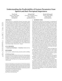 Understanding the Predictability of Gesture Parameters from Speech and
  their Perceptual Importance