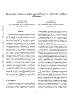Homography Estimation with Convolutional Neural Networks Under
  Conditions of Variance