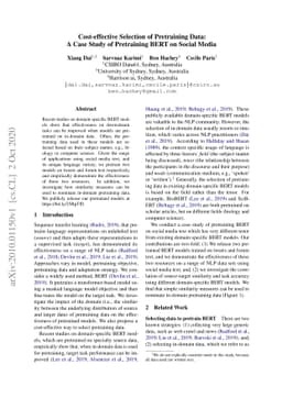 Cost-effective Selection of Pretraining Data: A Case Study of
  Pretraining BERT on Social Media