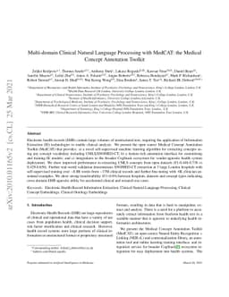 Multi-domain Clinical Natural Language Processing with MedCAT: the
  Medical Concept Annotation Toolkit
