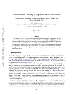 Reinforcement Learning of Sequential Price Mechanisms