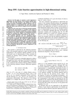 Deep FPF: Gain function approximation in high-dimensional setting
