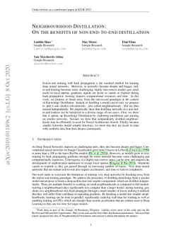 Neighbourhood Distillation: On the benefits of non end-to-end
  distillation