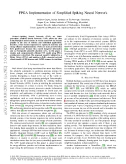 FPGA Implementation of Simplified Spiking Neural Network