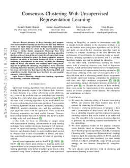 Consensus Clustering With Unsupervised Representation Learning