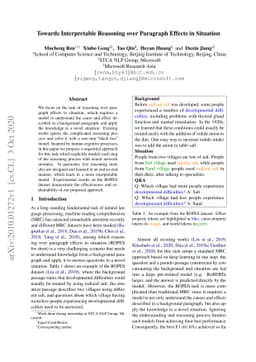 Towards Interpretable Reasoning over Paragraph Effects in Situation