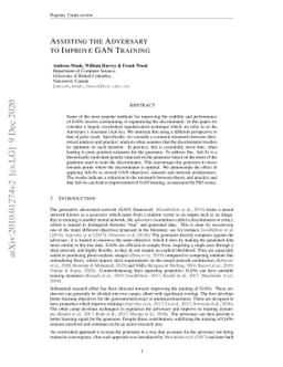 Assisting the Adversary to Improve GAN Training