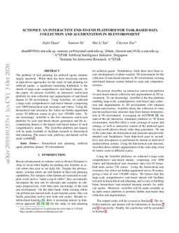 Actionet: An Interactive End-To-End Platform For Task-Based Data
  Collection And Augmentation In 3D Environment