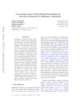 Uncertainty-Aware Multi-Modal Ensembling for Severity Prediction of
  Alzheimer's Dementia