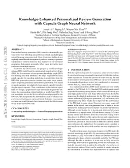 Knowledge-Enhanced Personalized Review Generation with Capsule Graph
  Neural Network