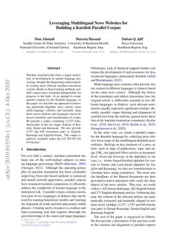 Leveraging Multilingual News Websites for Building a Kurdish Parallel
  Corpus