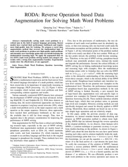 Reverse Operation based Data Augmentation for Solving Math Word Problems