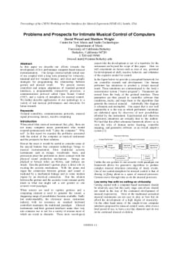 Problems and Prospects for Intimate Musical Control of Computers