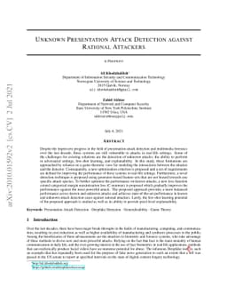 Unknown Presentation Attack Detection against Rational Attackers