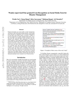 Weakly-supervised Fine-grained Event Recognition on Social Media Texts
  for Disaster Management