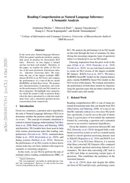 Reading Comprehension as Natural Language Inference: A Semantic Analysis