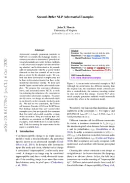 Second-Order NLP Adversarial Examples