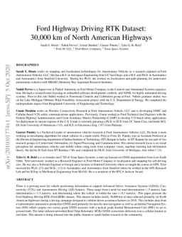 Ford Highway Driving RTK Dataset: 30,000 km of North American Highways