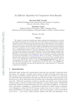An Efficient Algorithm for Cooperative Semi-Bandits