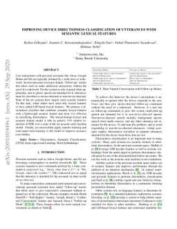 Improving Device Directedness Classification of Utterances with Semantic
  Lexical Features