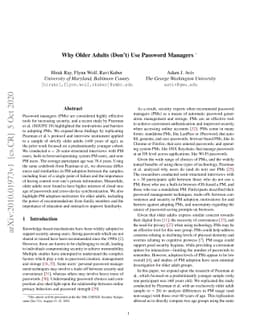 Why Older Adults (Don't) Use Password Managers