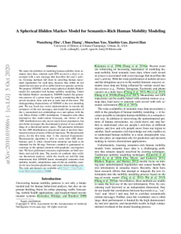 A Spherical Hidden Markov Model for Semantics-Rich Human Mobility
  Modeling