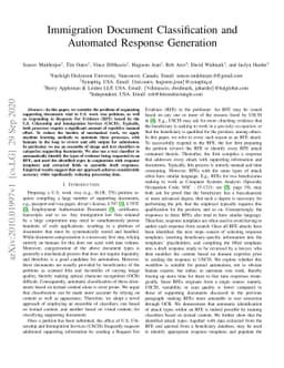 Immigration Document Classification and Automated Response Generation