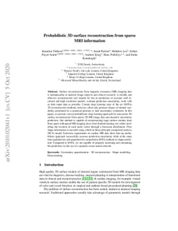 Probabilistic 3D surface reconstruction from sparse MRI information