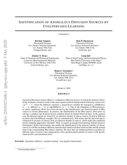 Identification of Anomalous Diffusion Sources by Unsupervised Learning