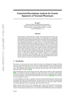 Factorized Discriminant Analysis for Genetic Signatures of Neuronal
  Phenotypes
