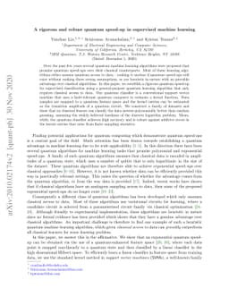 A rigorous and robust quantum speed-up in supervised machine learning