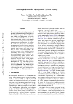 Learning to Generalize for Sequential Decision Making