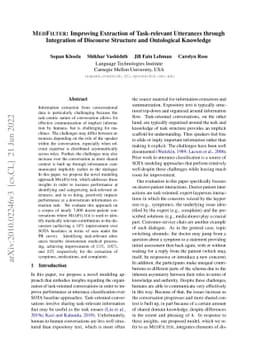 MedFilter: Improving Extraction of Task-relevant Utterances from
  Doctor-Patient Conversations through Integration of Discourse Structure and
  Ontological Knowledge