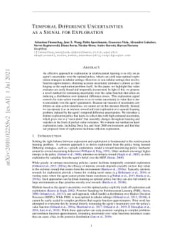 Temporal Difference Uncertainties as a Signal for Exploration