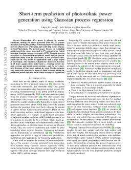 Short-term prediction of photovoltaic power generation using Gaussian
  process regression
