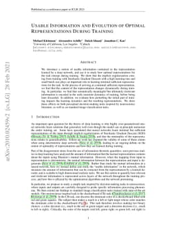 Usable Information and Evolution of Optimal Representations During
  Training