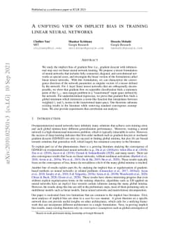 A Unifying View on Implicit Bias in Training Linear Neural Networks