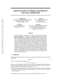 Improved Analysis of Clipping Algorithms for Non-convex Optimization