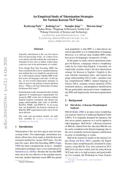 An Empirical Study of Tokenization Strategies for Various Korean NLP
  Tasks