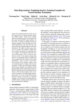 Data Rejuvenation: Exploiting Inactive Training Examples for Neural
  Machine Translation