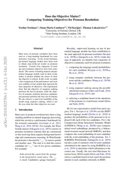 Does the Objective Matter? Comparing Training Objectives for Pronoun
  Resolution