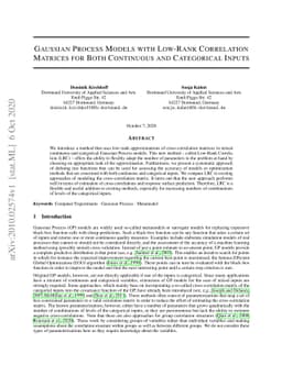 Gaussian Process Models with Low-Rank Correlation Matrices for Both
  Continuous and Categorical Inputs