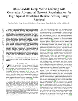 DML-GANR: Deep Metric Learning With Generative Adversarial Network
  Regularization for High Spatial Resolution Remote Sensing Image Retrieval