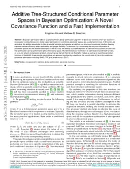 Additive Tree-Structured Conditional Parameter Spaces in Bayesian
  Optimization: A Novel Covariance Function and a Fast Implementation
