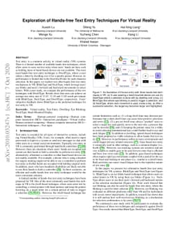 Exploration of Hands-free Text Entry Techniques For Virtual Reality